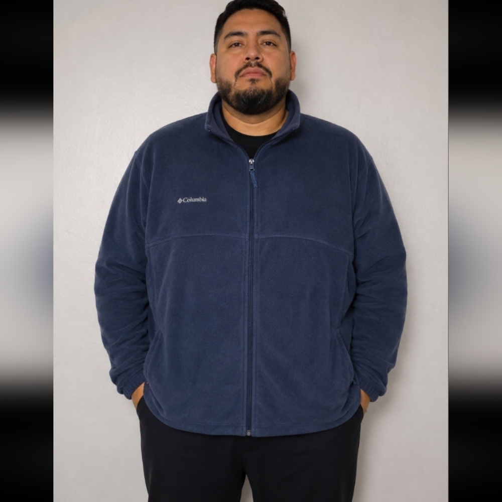 COLUMBIA Blue Full Zip Fleece Jacket with Zip Pockets 3XT